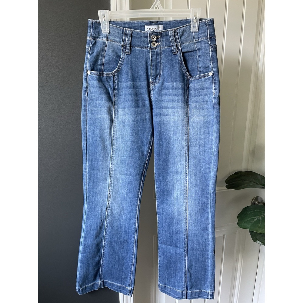 SANDPIPER Bootcut Flare Jeans | Seam Front High Rise | Blue Denim | 10P Petite